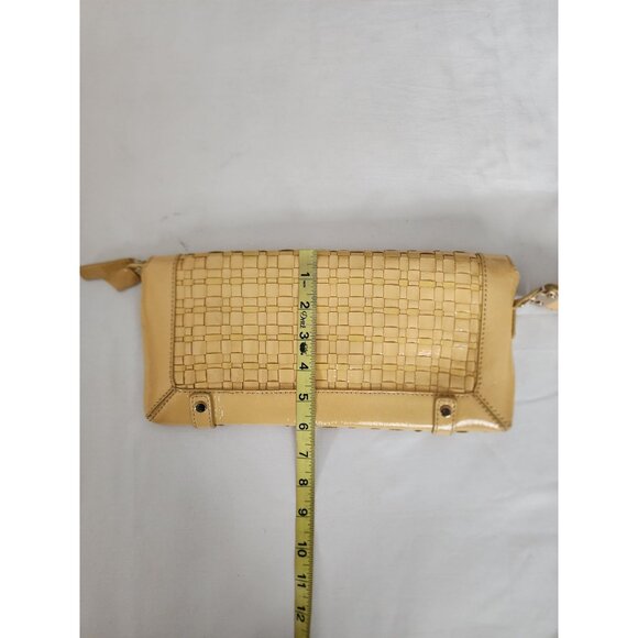 Elliott Lucca Women's Yellow Woven Patent Leather Wristlet Strap Purse Clutch - Picture 12 of 12